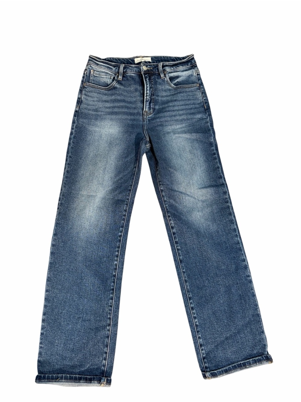 Risen High Rise Straight Leg Jeans Size 11/30 Medium Wash Denim